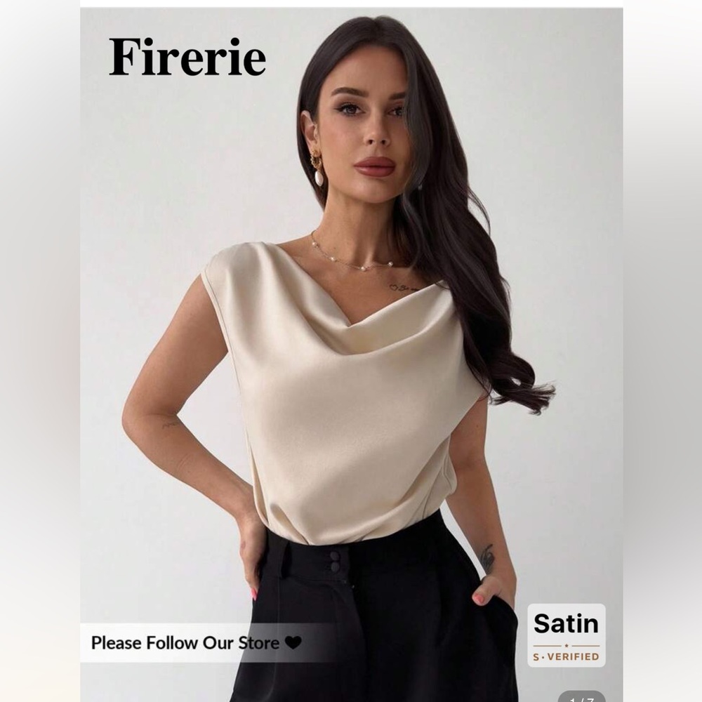 Cream Satin Women's Top